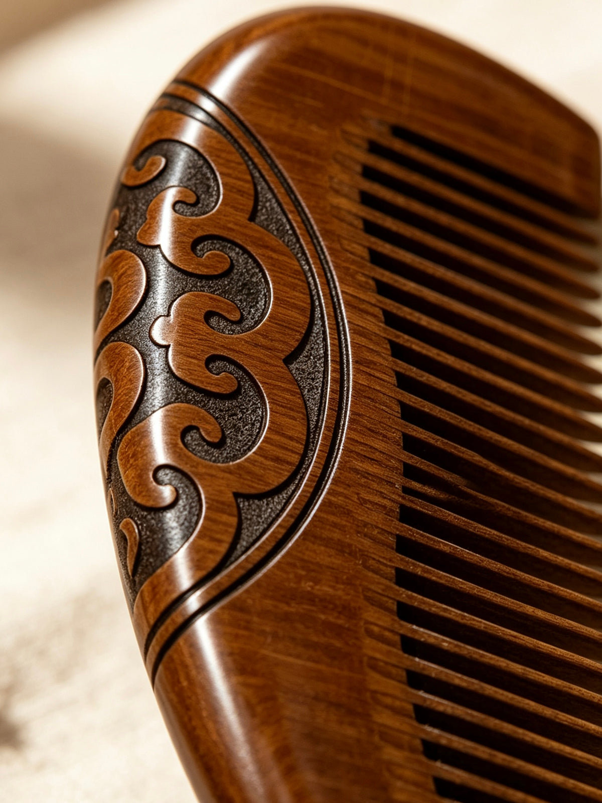Close-up of Carved Comb pattern and teeth