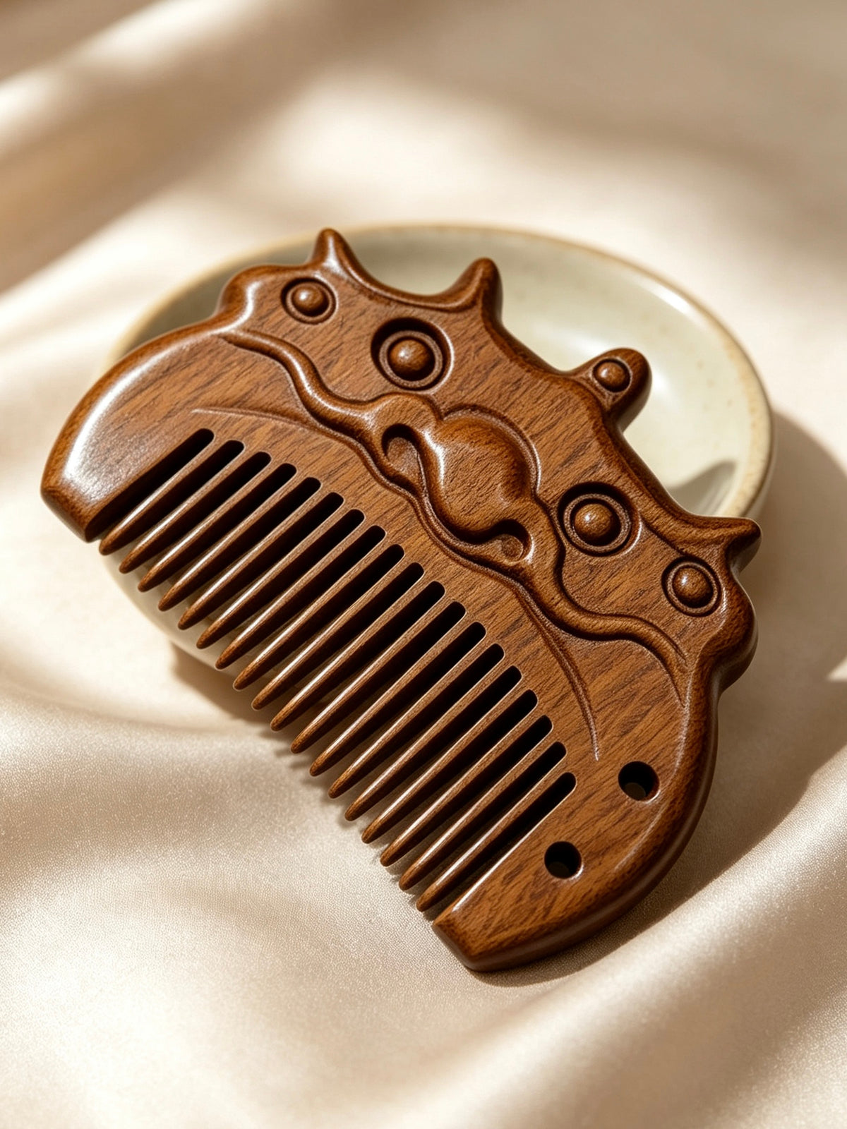 Lion Comb angled view on fabric