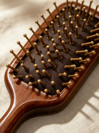 Close-up of Air Cushion Comb wooden pins