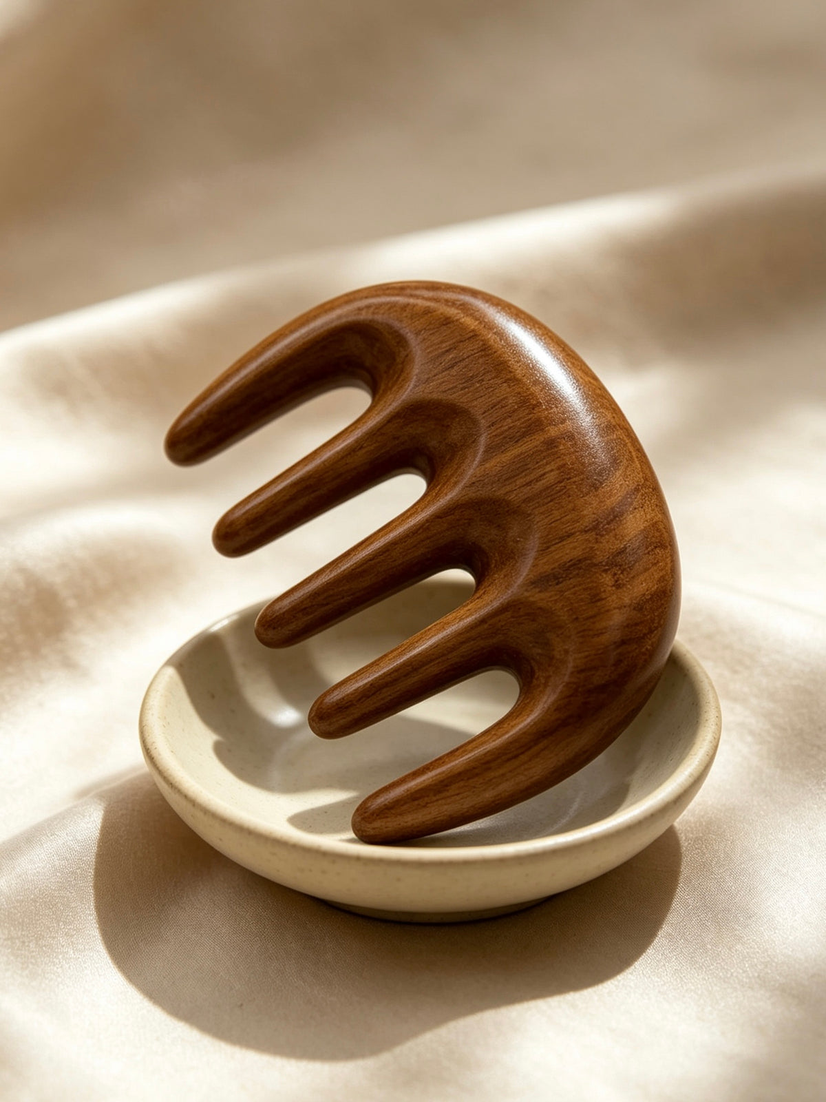Five Tooth Massage Comb on ceramic dishes