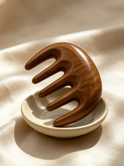 Five Tooth Massage Comb on ceramic dishes