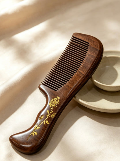 Rose Carved Comb side view on fabric