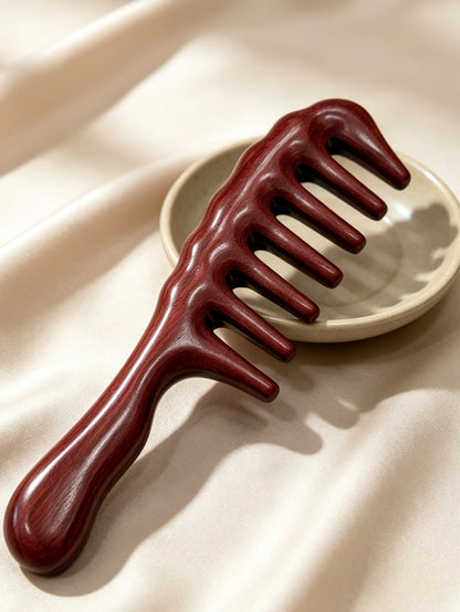 Wide Tooth Comb angled view on fabric