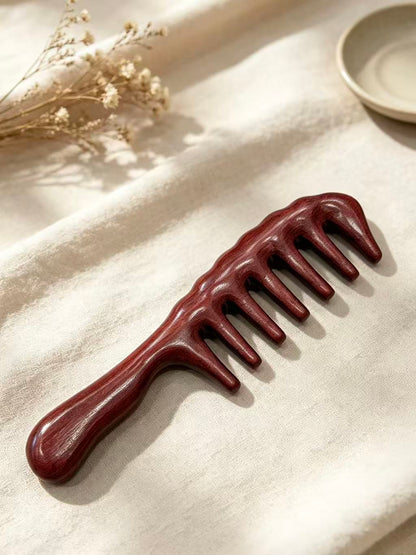 Wide Tooth Comb with dried flowers and ceramic dish