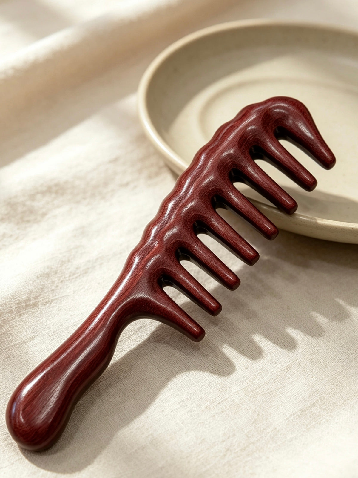 Wide Tooth Comb side view on fabric